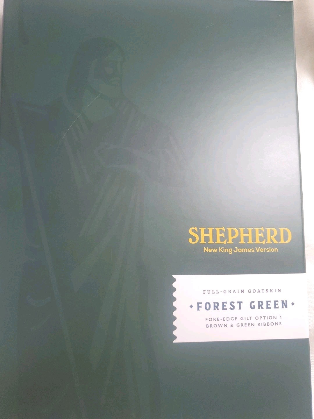 Humble Lamb NKJV Shepherd Bible Forest Green Goatskin Full-Grain Ribbons Gilded