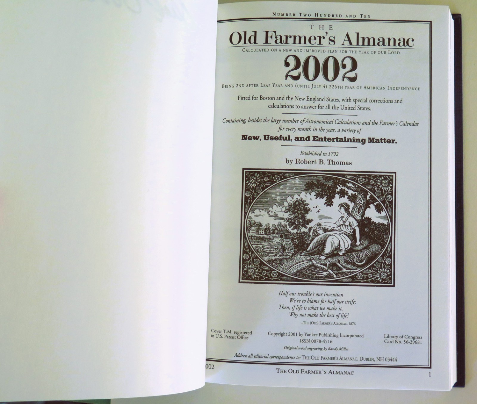 Dick Goddard’s Copy THE OLD FARMER’S ALMANAC Collectors Edition 2002 Hard Cover