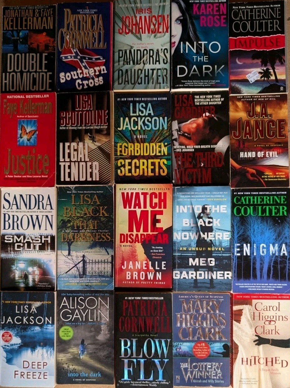 Lot of 18 Suspense Crime Mystery Thriller Fiction Paperback Books Random Mix