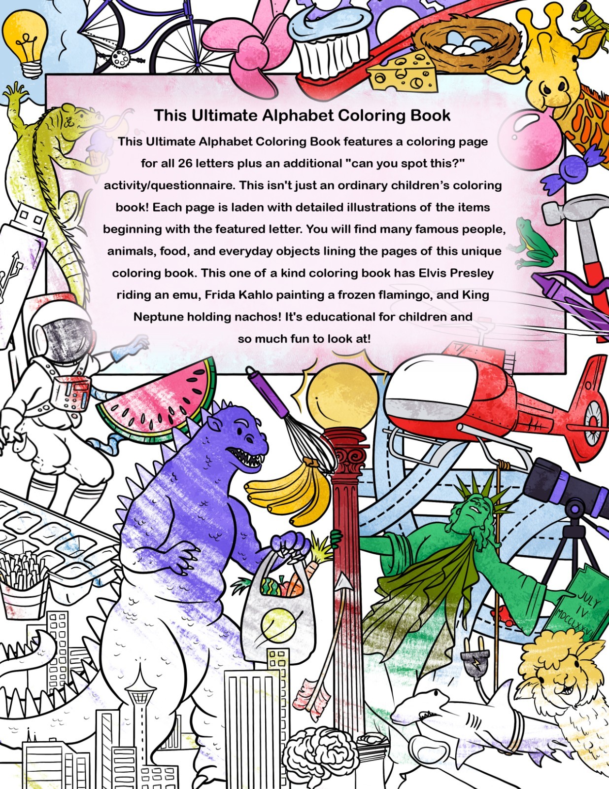 The Ultimate Alphabet Coloring Book 4 By Alannah Dyer- 8.5×11 in. Ages 4-8 Fun