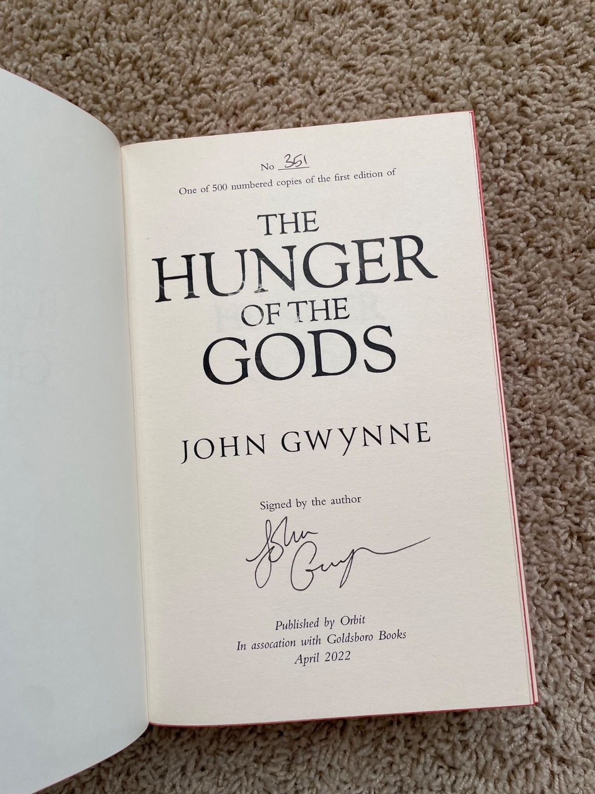 Goldsboro The Hunger Of The Gods John Gwynn Signed & Numbered