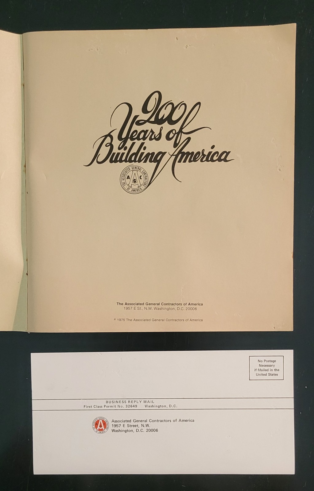 200 Years of Building America-Associated General Contractors 1975-Book