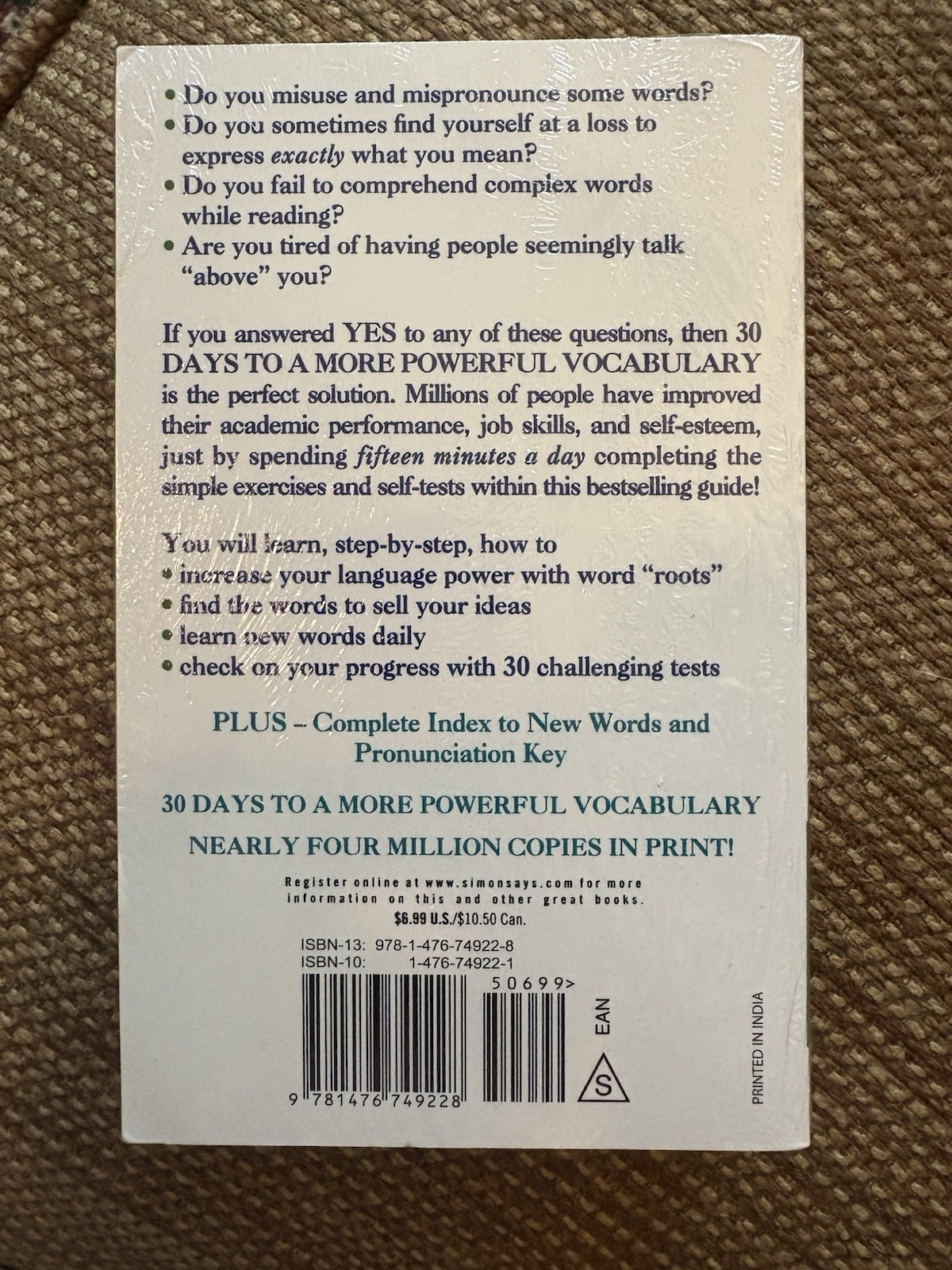 30 DAYS TO A MORE POWERFUL VOCABULARY [Revised, 2012]- SEALED, RARE!!!!!
