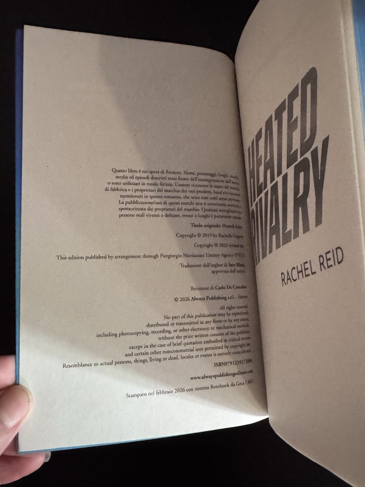 Heated Rivalry By Rachel Reid Game Changers Series Italian Edition Printed Edge