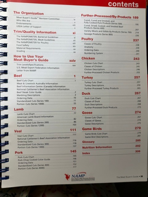 The Meat Buyer’s Guide-Spiral bound 6th ed 2010-NAMP-Illus.- Spanish cut names