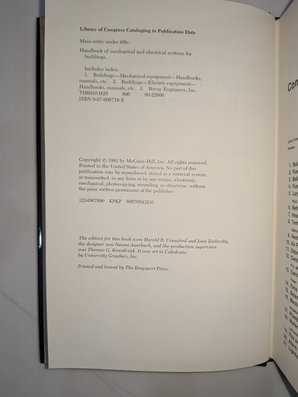 Handbook Mechanical & Electrical Systems Buildings | Bovay 1981 | 1st DJ Insert