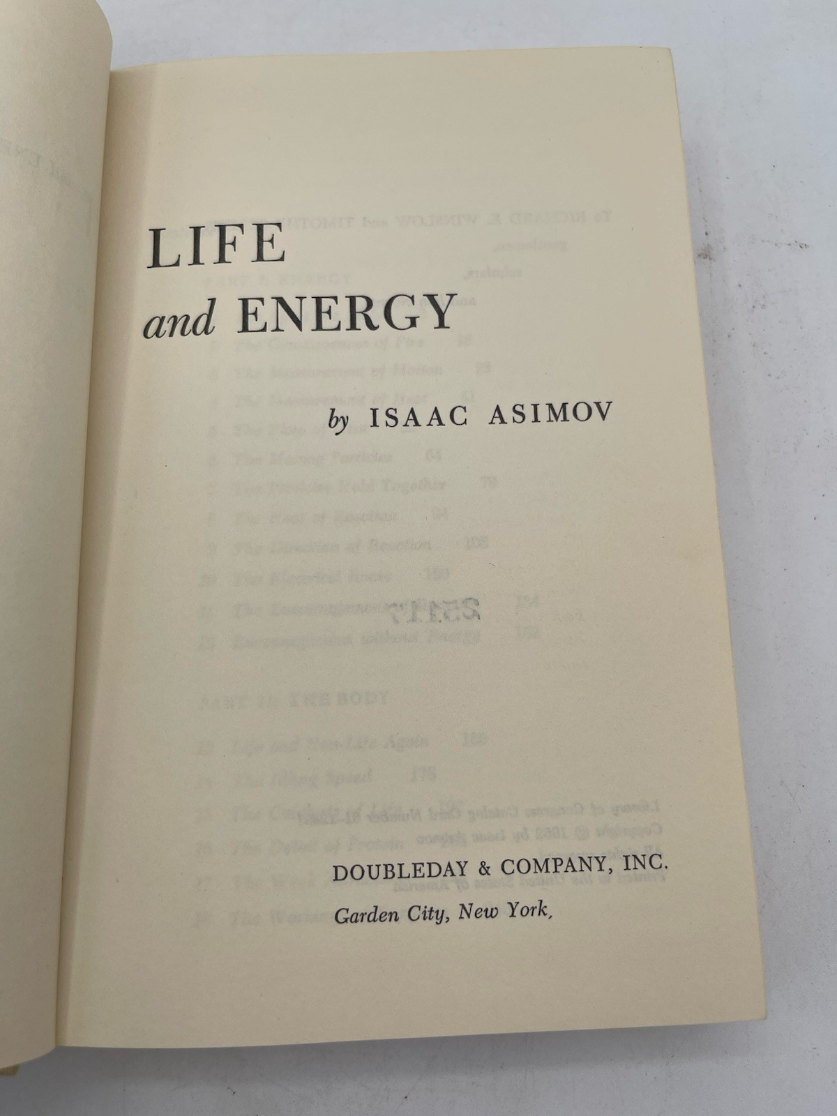Life and Energy 1962 First Edition by Isaac Asimov Hardcover Dustjacket