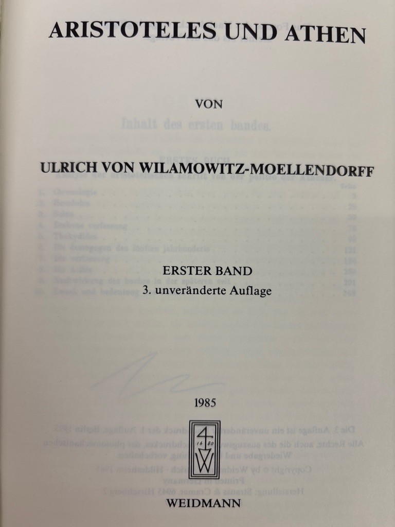 Aristoteles und Athen, Band 1 & 2 in einem Buch. Reprografischer Nachdruck der 1