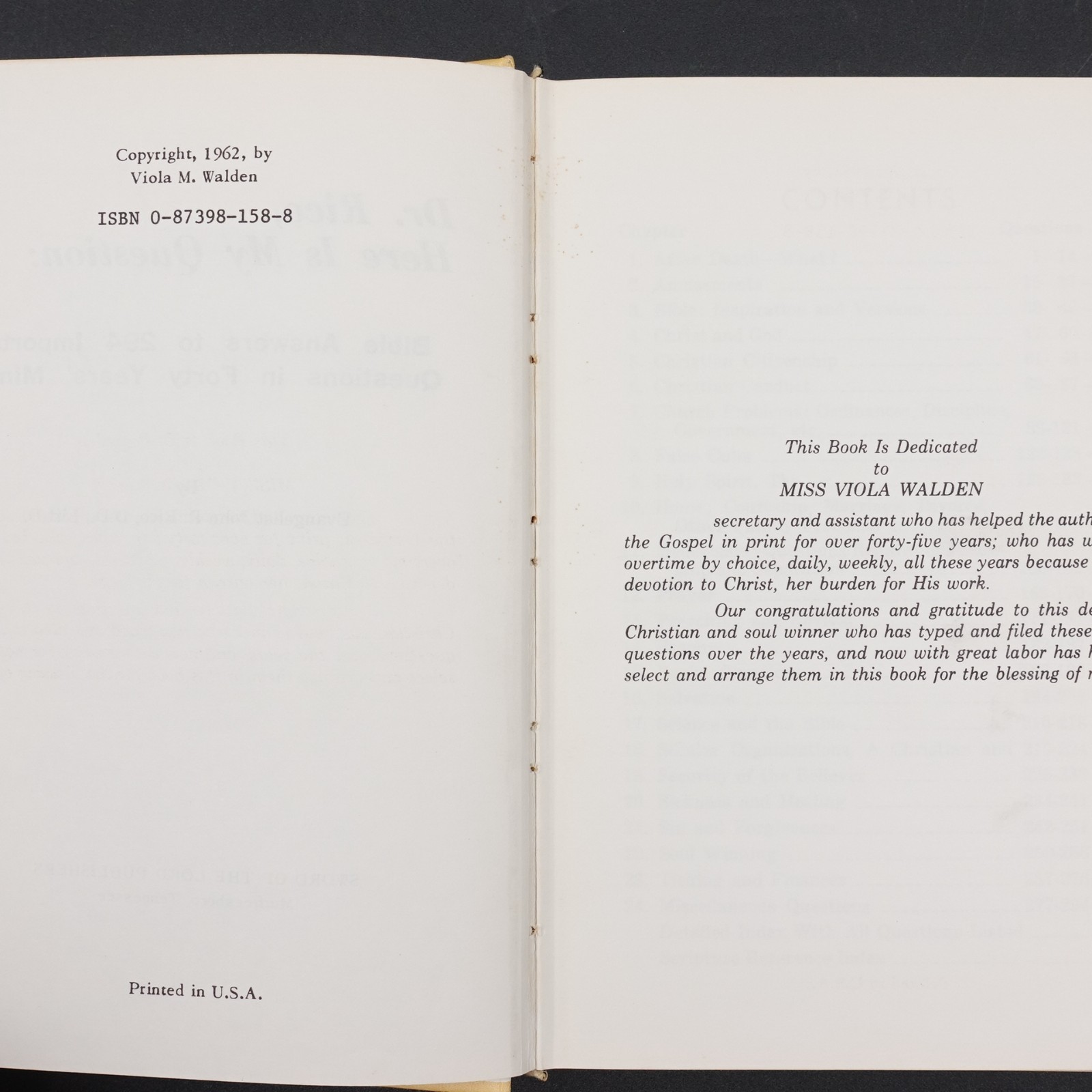 Dr Rice, Here Is My Question by John R Rice 1962 Hardcover Very Good Preowned