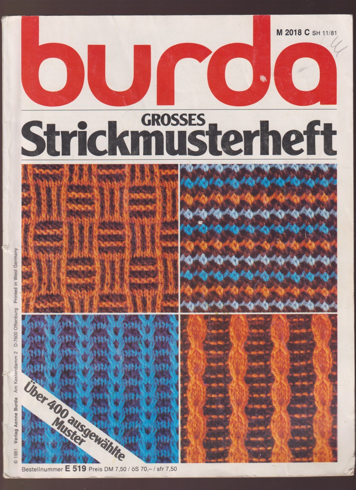 Mode – Burda Großes Strickmusterheft über 400 Muster 1981 Stricken