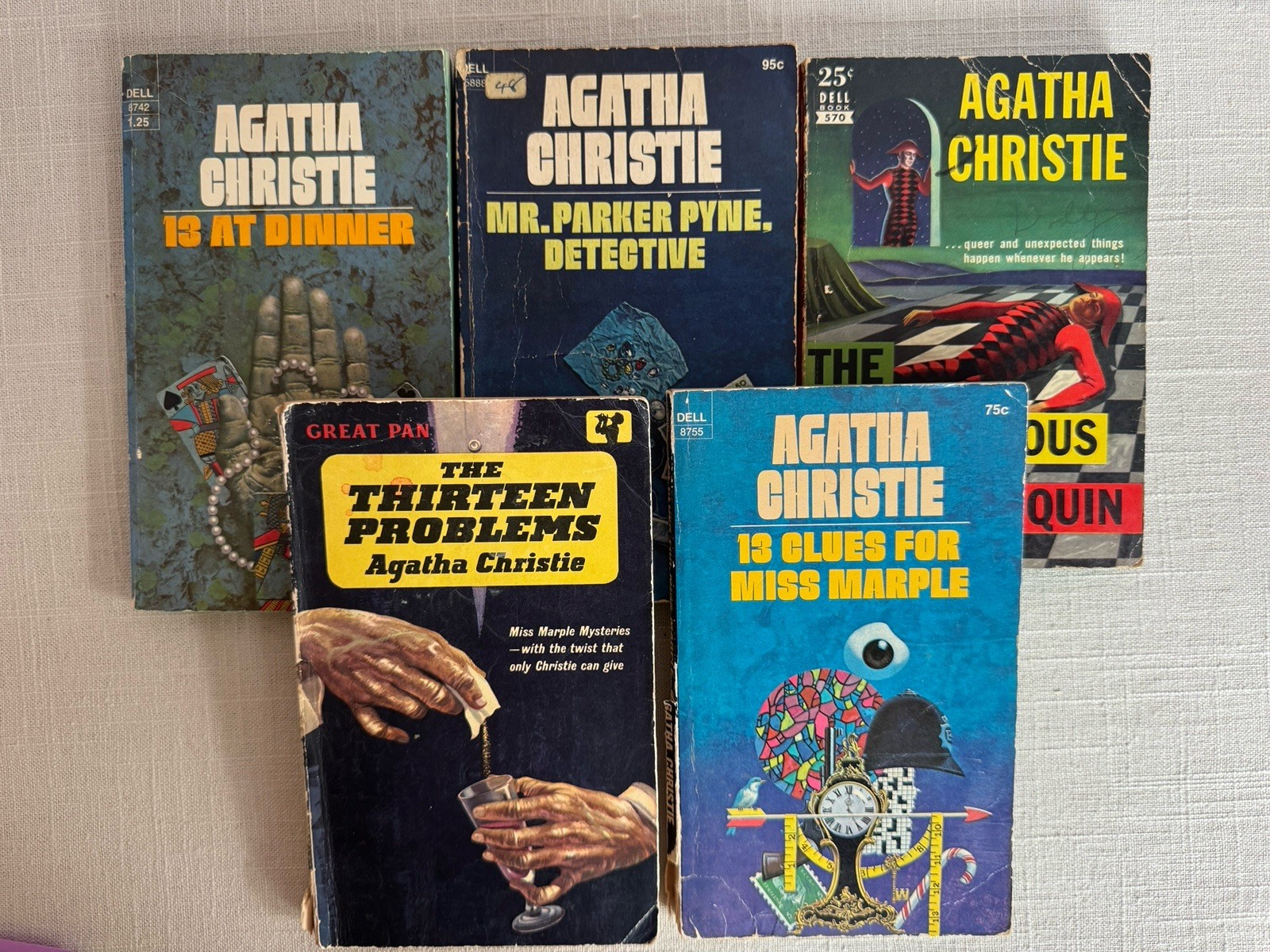 Vintage Agatha Christie Dell Mysteries Poirot Miss Marple (Lot of 5 MMPBs)