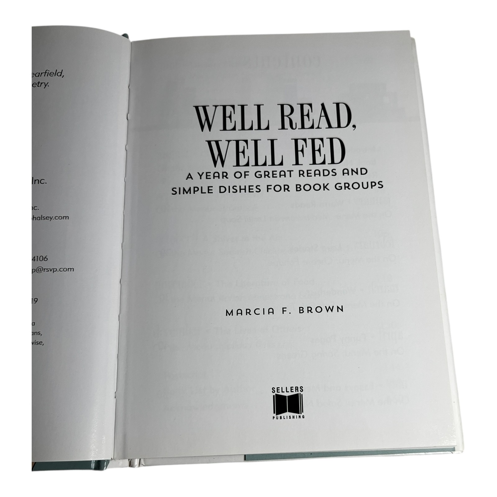 Well Read Well Fed Cookbook & Reading Guide Marcia F. Brown Hardcover