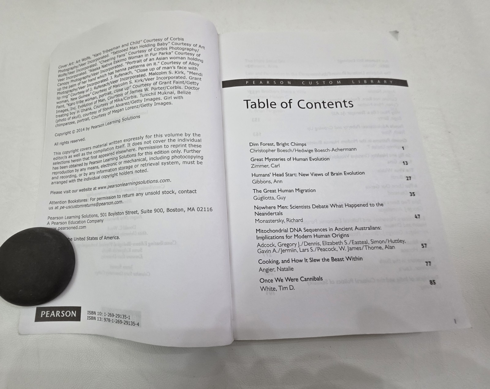 PEARSON CUSTOM ANTHROPOLOGY SECTION 002-2014-good