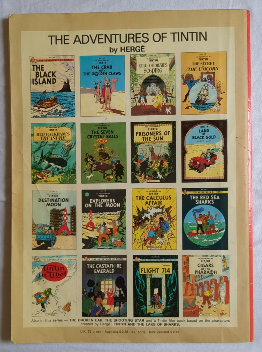 Adventures of Tintin Herge 4 Book – Moon, Black Island, America & Tibet 1968