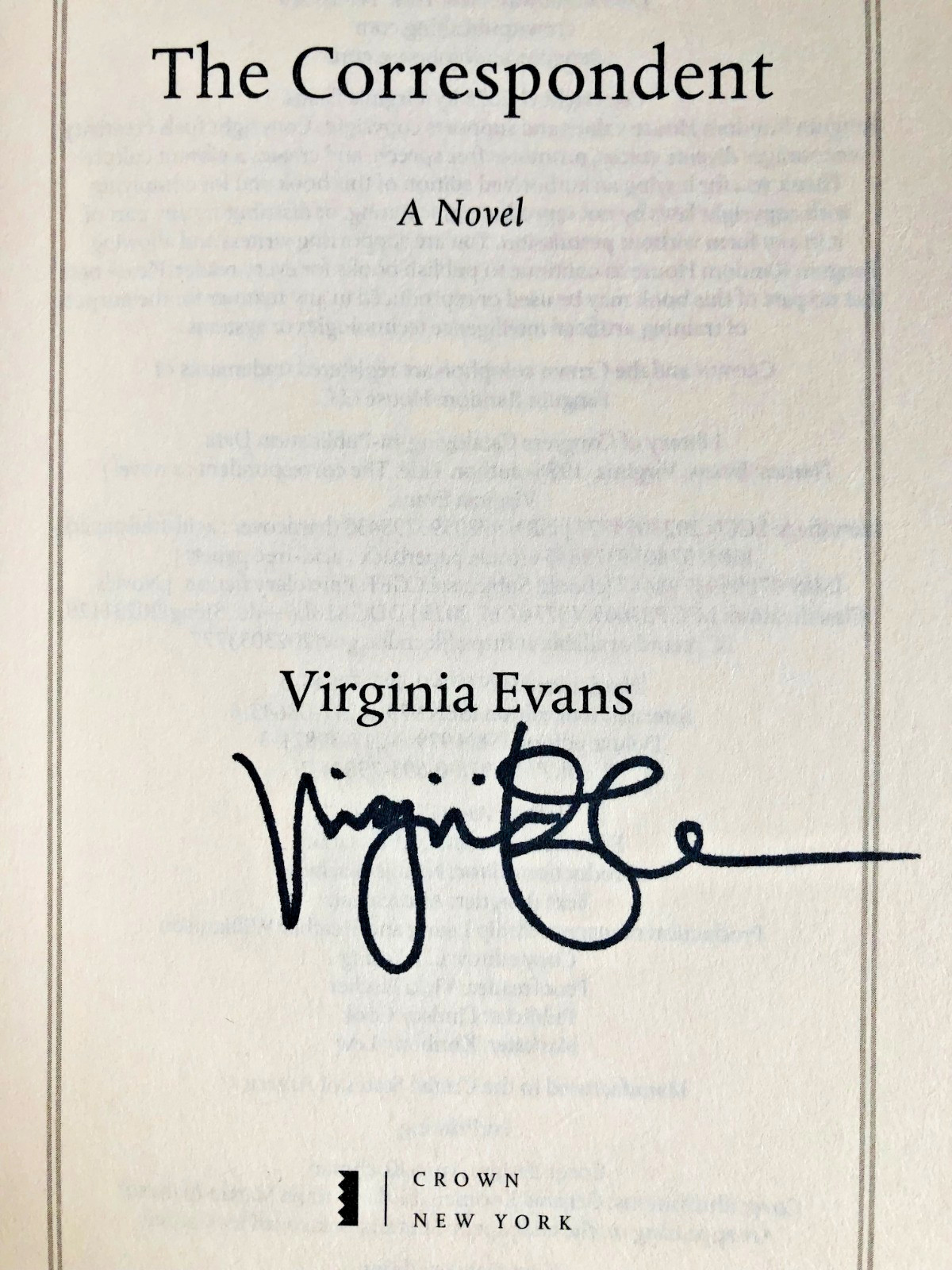 SIGNED The Correspondent by Virginia Evans DELUXE EDITION 1st Print (2026, HC)
