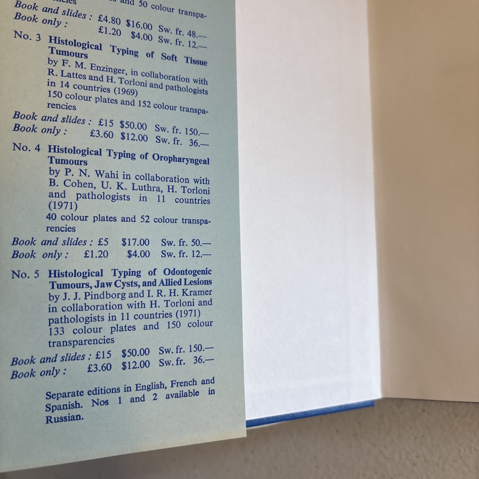 Histological Typing of Bone Tumours (1972) – WHO – Hardcover Medical Pathology