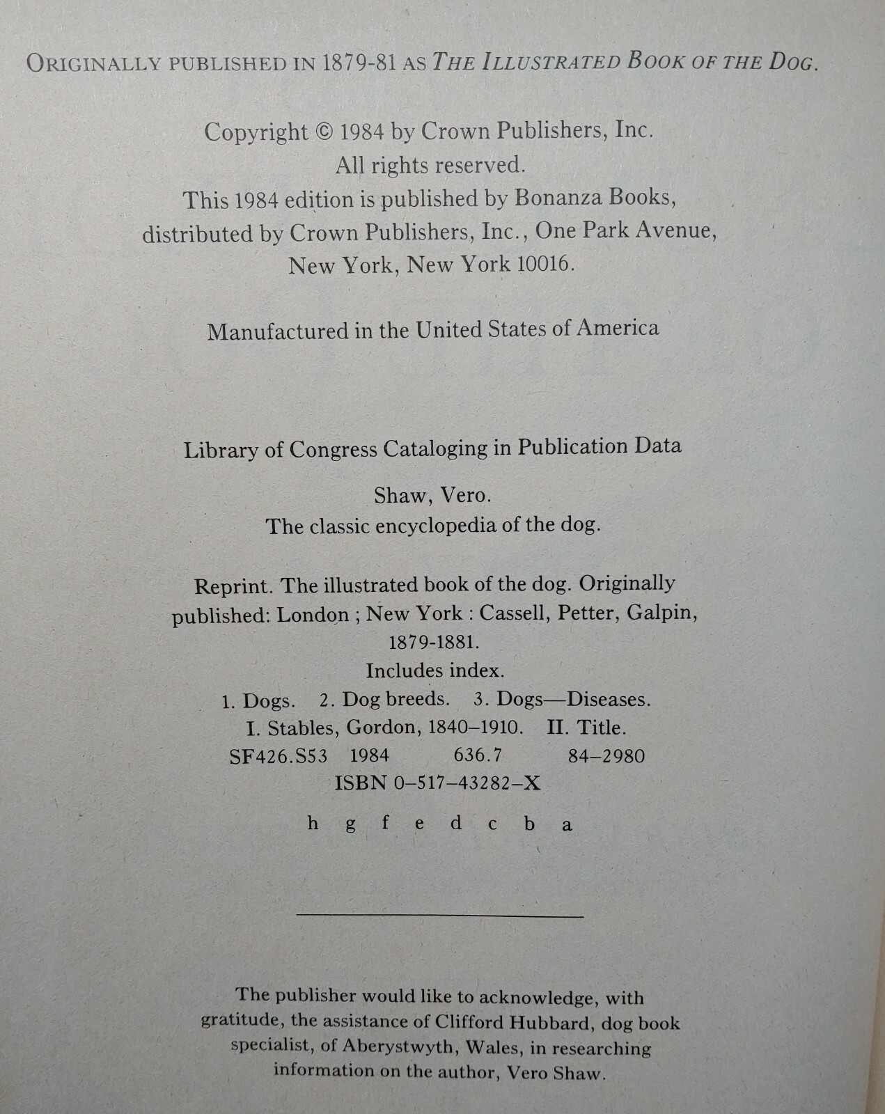 1984 REPRINT 1879-1881 CLASSIC ENCYCLOPEDIA OF THE DOG by VERO SHAW Art History