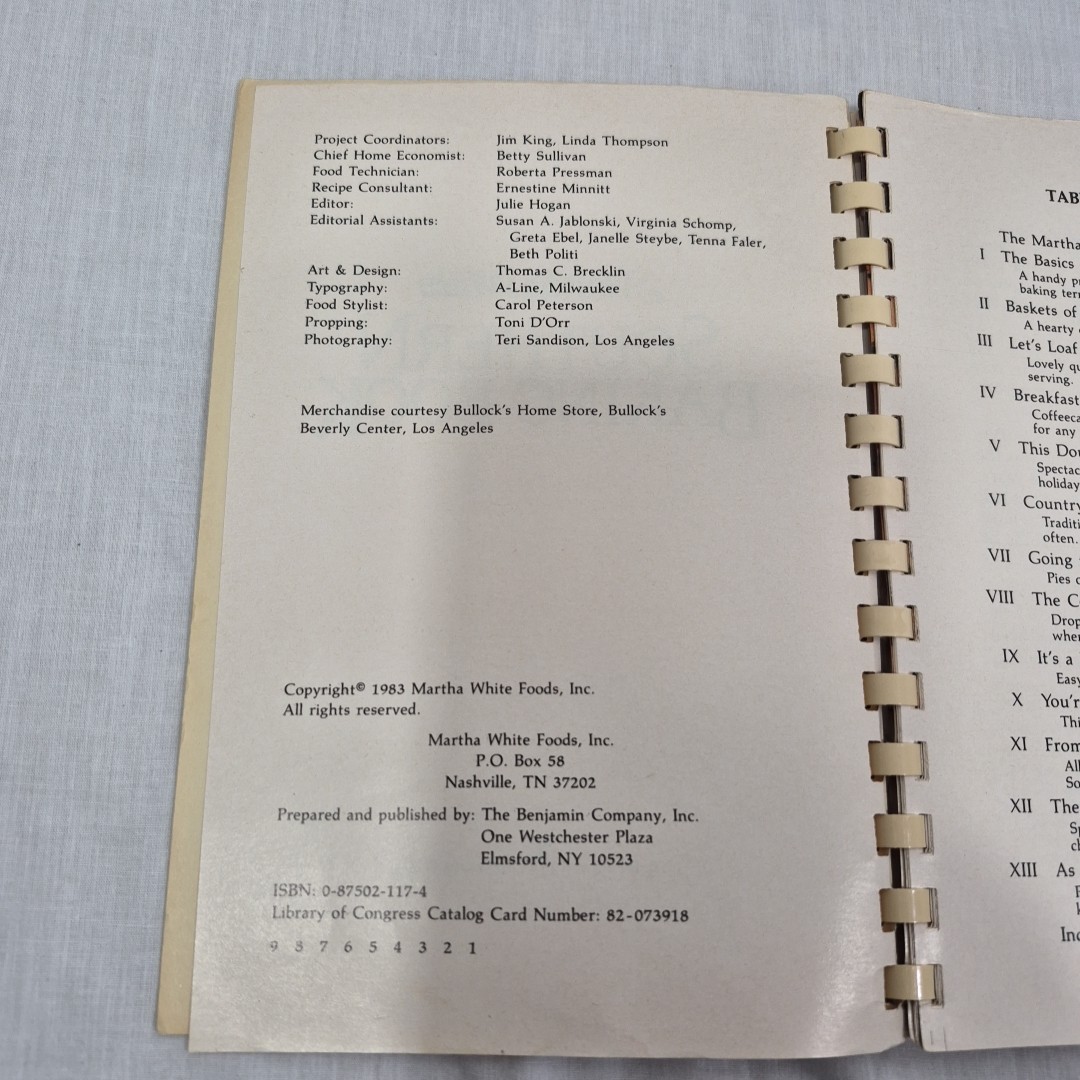 Martha White Southern Baking Book, Spiral Bound , Vintage 1983, 6″ X 8.5″