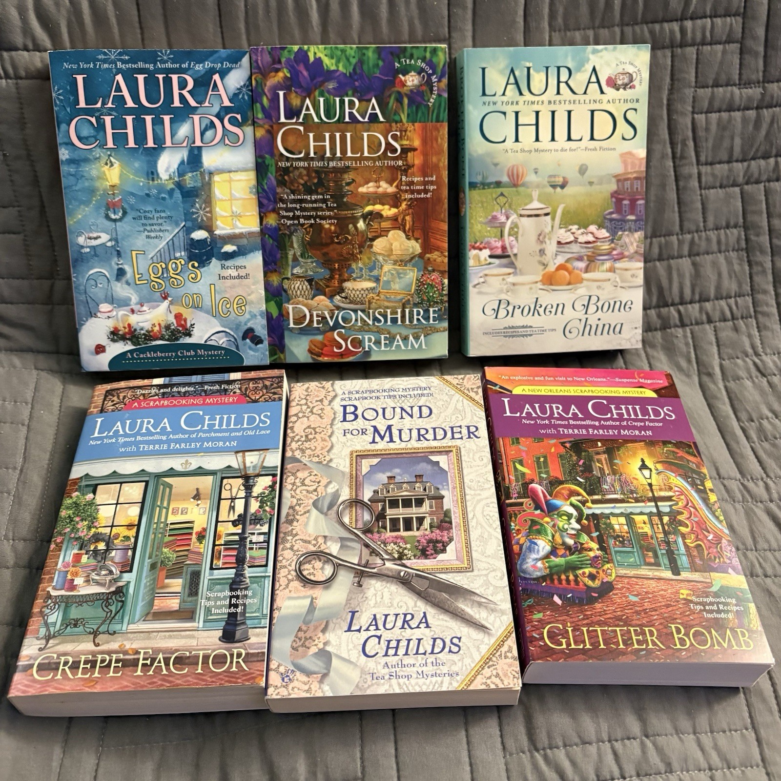 Mixed Lot of 6 Laura Childs Mystery Books Paperback – Cozy Mystery Novels