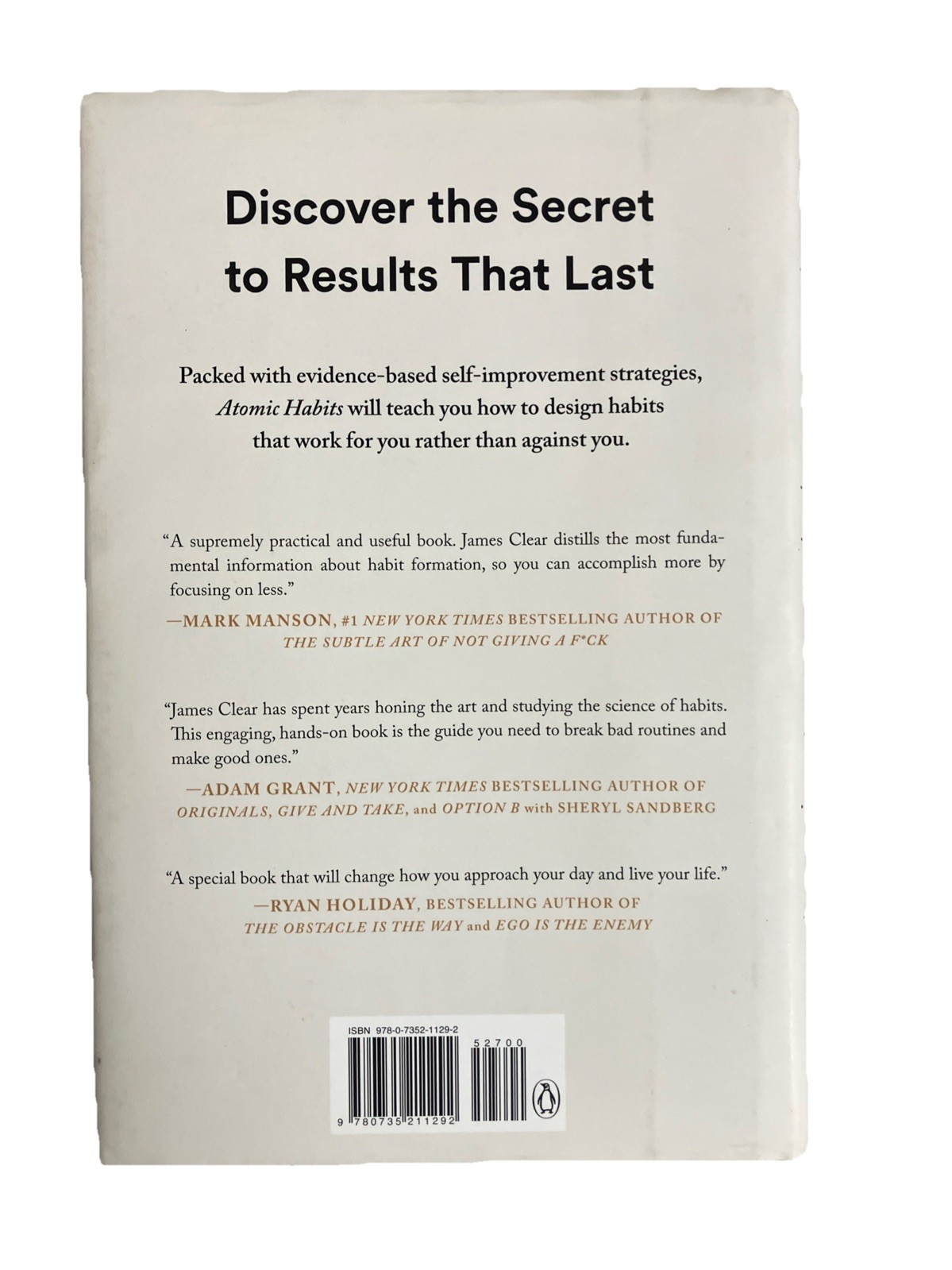 Atomic Habits: Tiny Changes, Remarkable Results – Hardcover