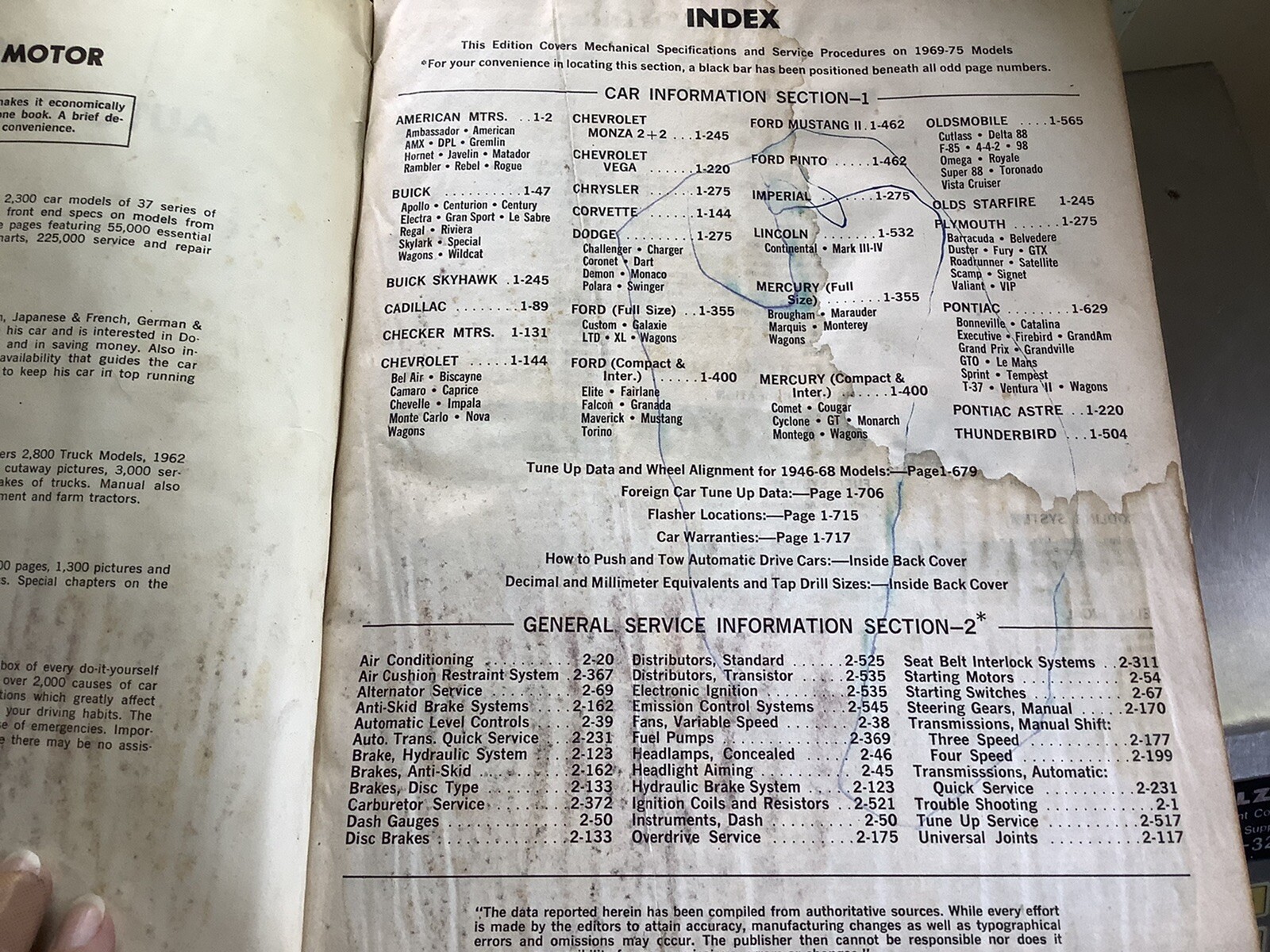 VINTAGE MOTOR AUTO REPAIR MANUAL 1975 Hardcover 608 Pages