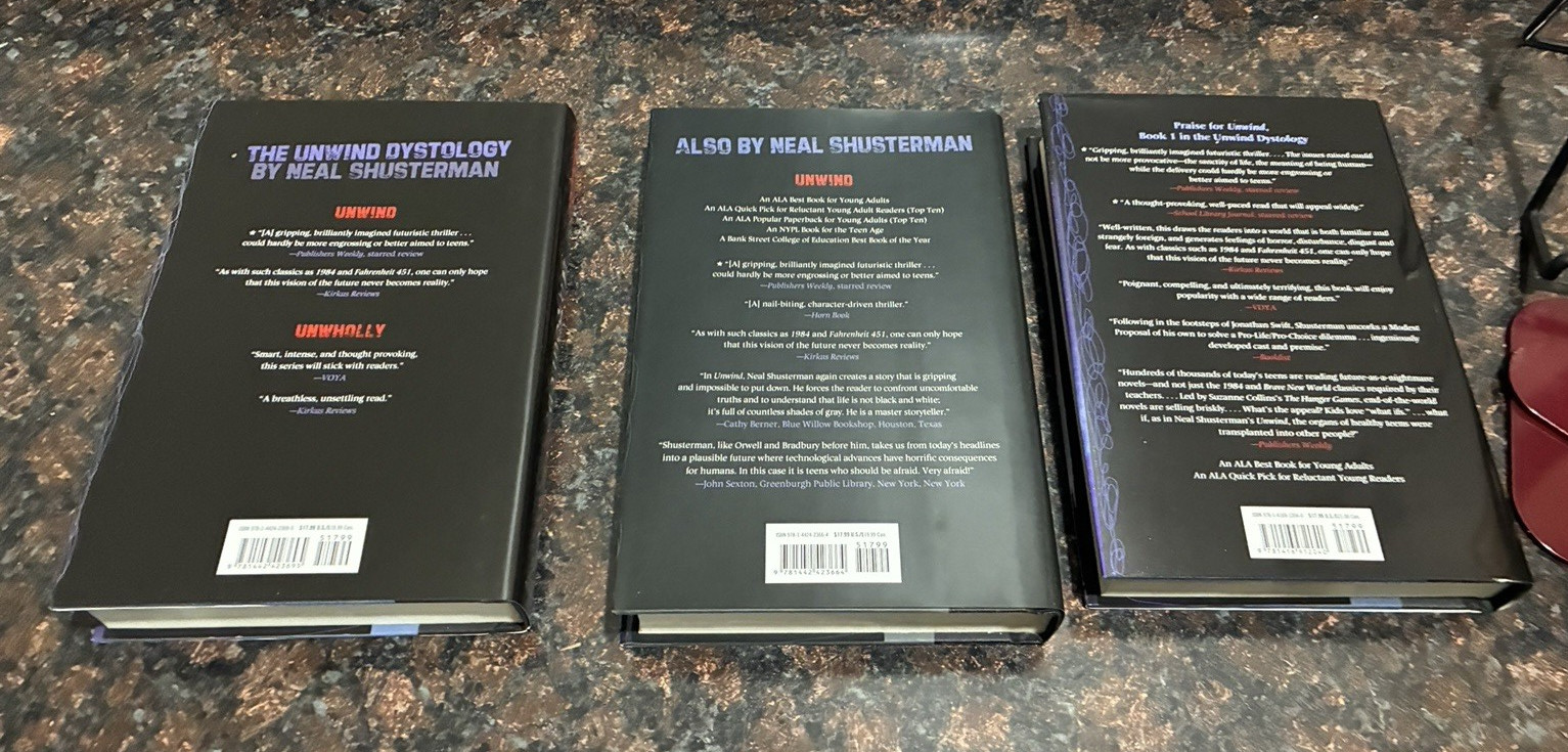 Unwind Collection Box Set: Unwind, Unwholly, Unsouled – Neal Shusterman 2013 HC