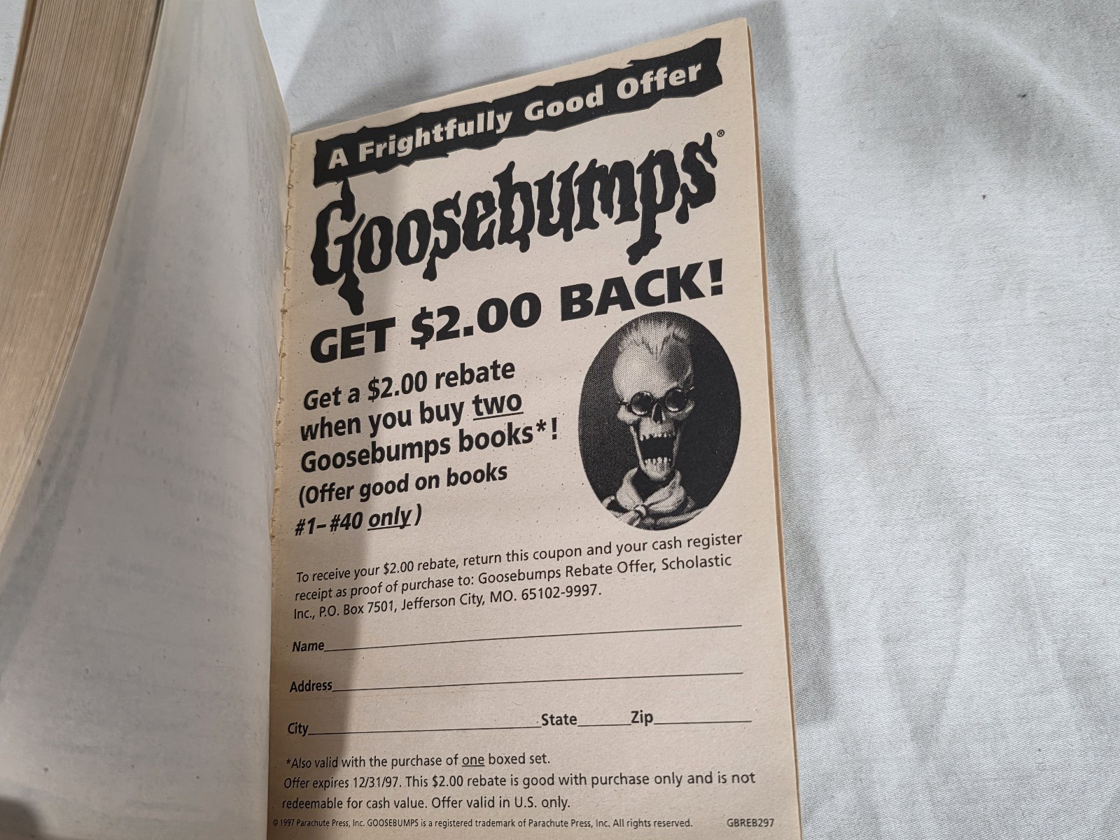 Vintage Goosebumps R L Stine Curse of Camp Cold Lake Scholastic 1st Print 1997