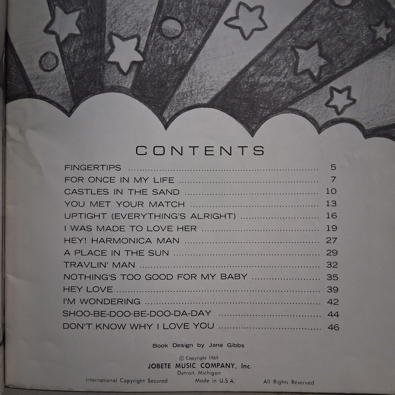 VGT Stevie Wonder – featuring “THE MOTOWN SOUND” 47 Pages Songbook Jobete 1969