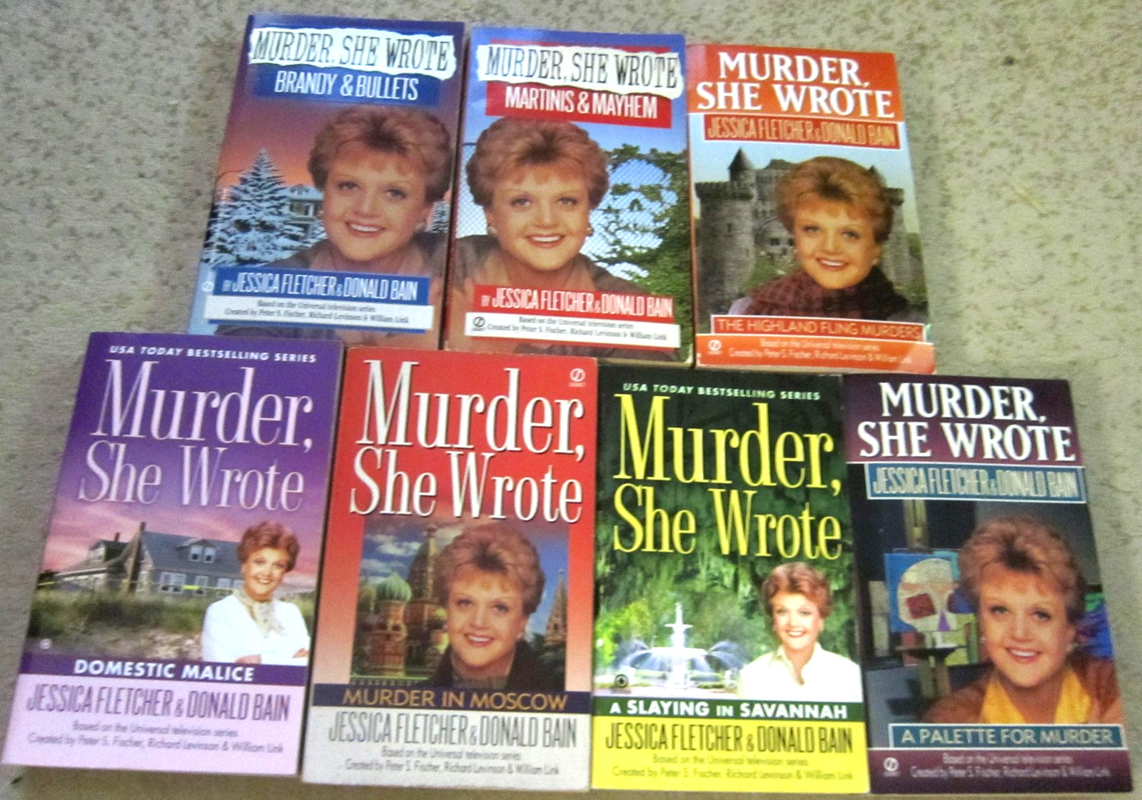 Murder She Wrote book lot- 7 Jessica Fletcher novels- Murder in Moscow, more
