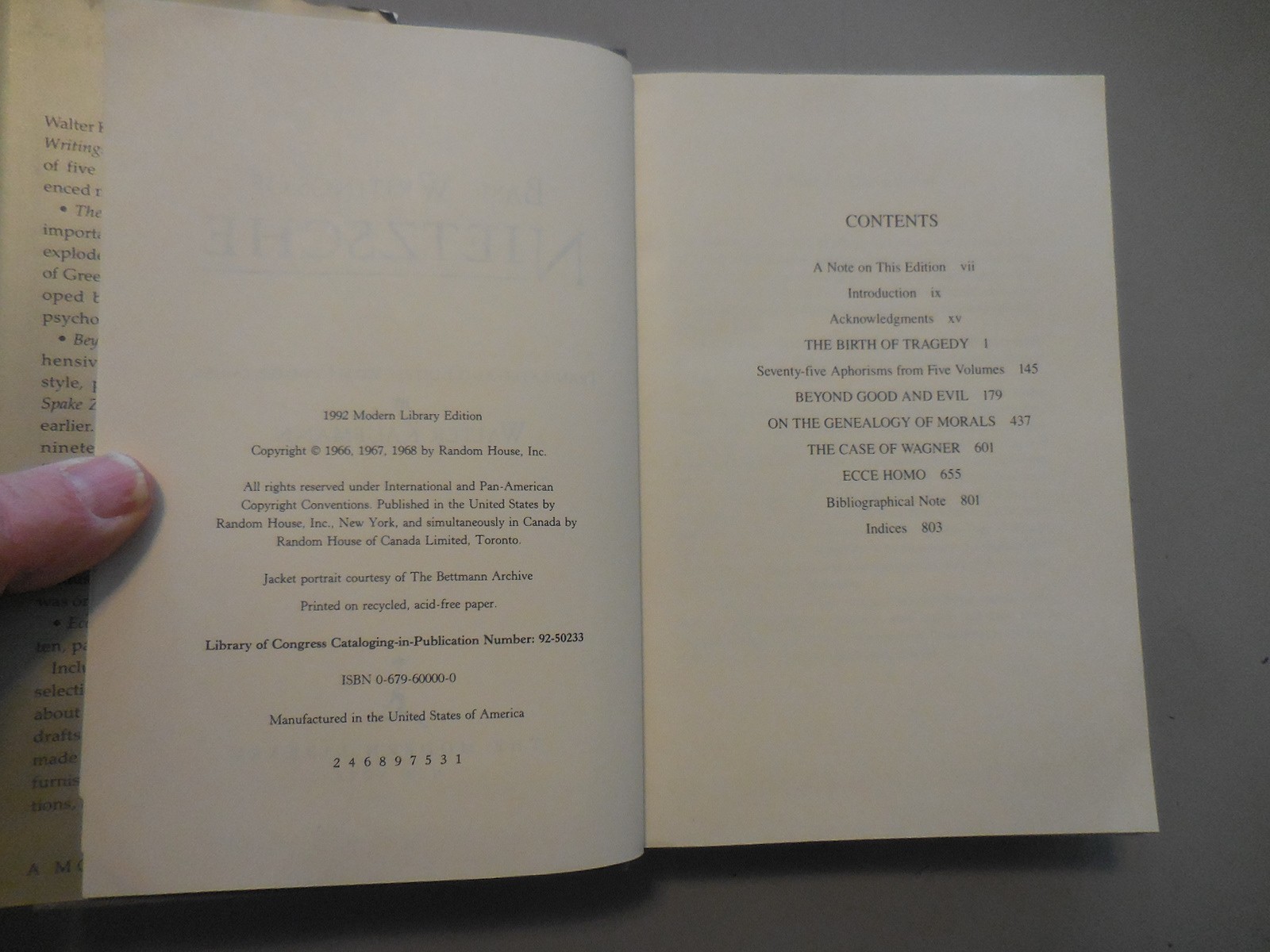 Basic Writing of Nietzshe, Modern Library Edition