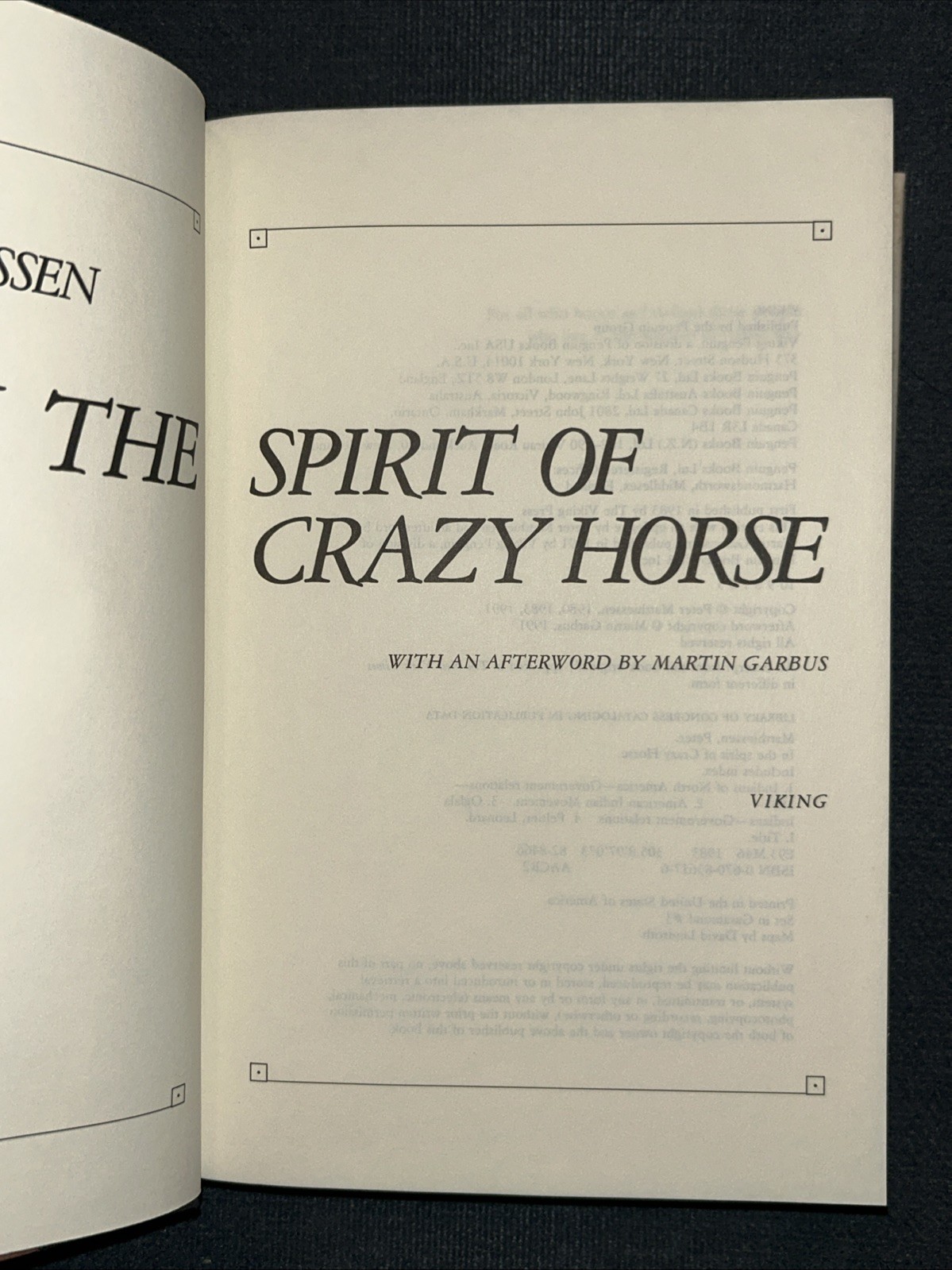 In The Spirit Of Crazy Horse by Peter Matthiessen 1991 Hardcover GCondition