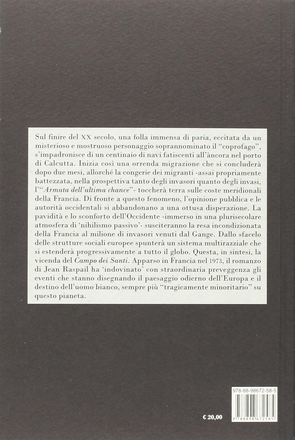 F. Sandrelli Jean Raspail Il campo dei santi (Hardback)