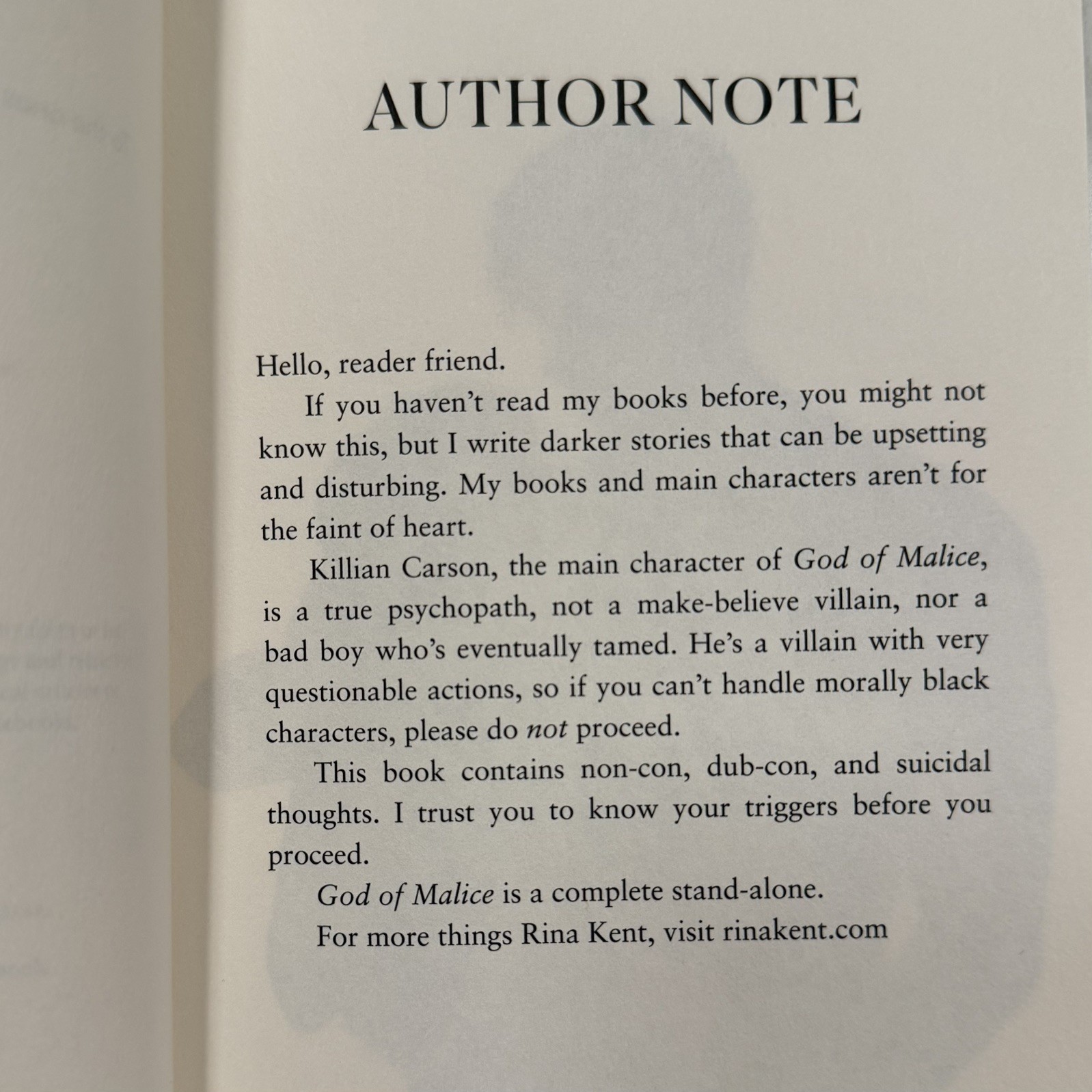 God of Malice by Rina Kent,Paperback Dark Romance, Legacy of Gods