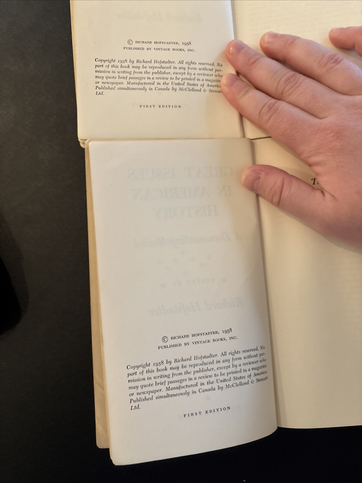 Great Issues in American History Vol 1&2 by R Hofstadter ©1958 1st Edition RARE