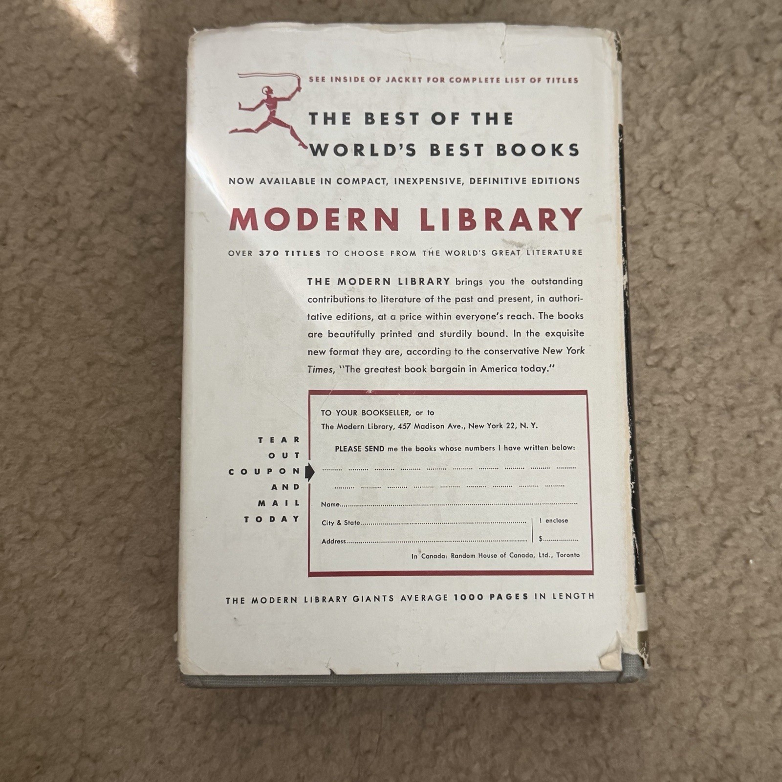 The Philosophy of Nietzsche 1954 The Modern Library Hardcover
