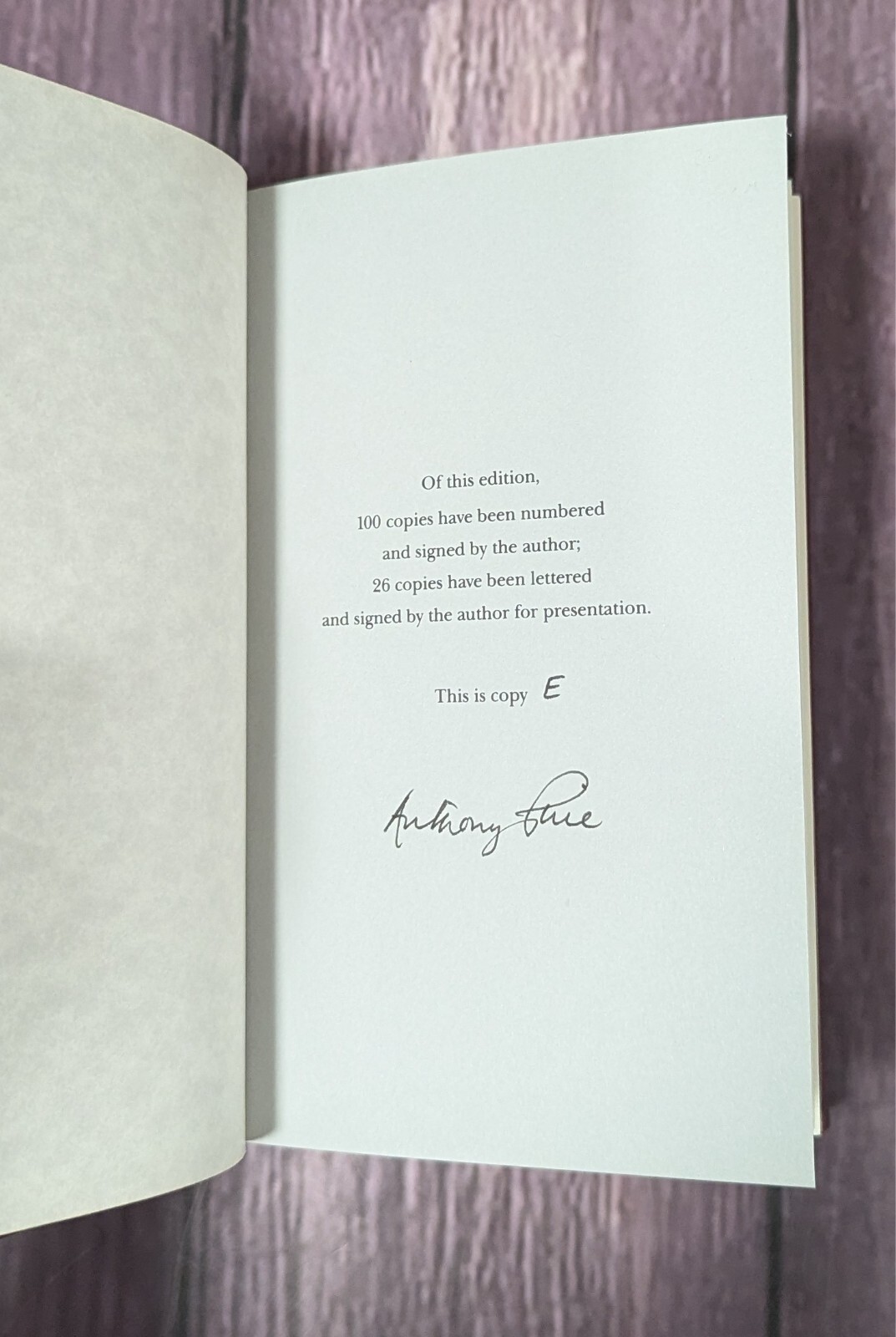 Anthony Price – The Memory Trap – LETTERED Limited Edition 1st – Letter E