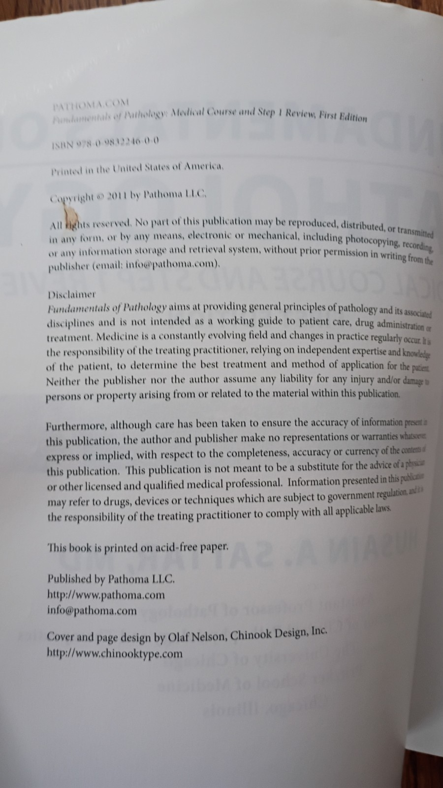 Fundamentals of Pathology – Trade Paperback, by Husain A. Sattar