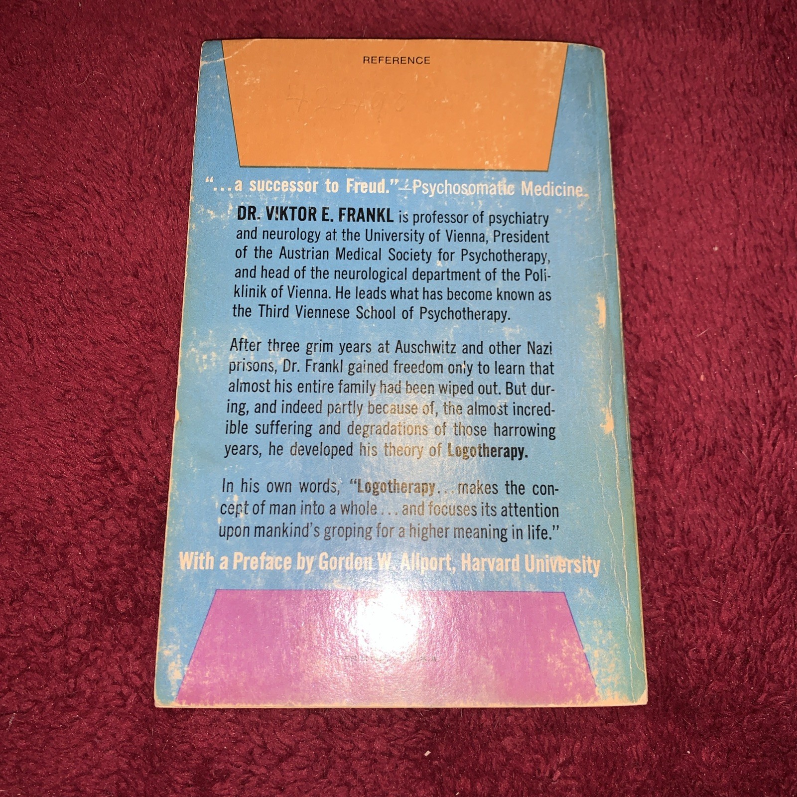 Man’s Search for Meaning Viktor E. Frankl 1969 WSP Psychology Self Help Book