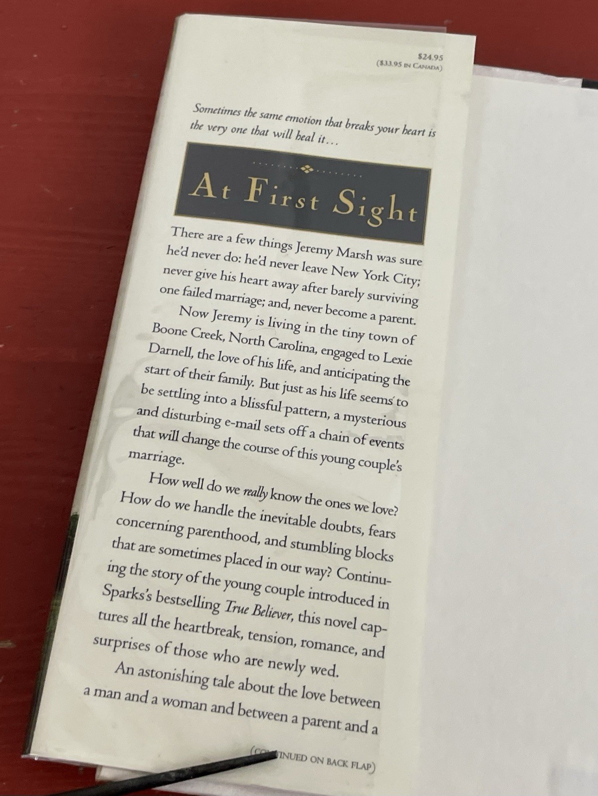 SIGNED Nicholas Sparks At First Sight First Edition First Printing October 2005