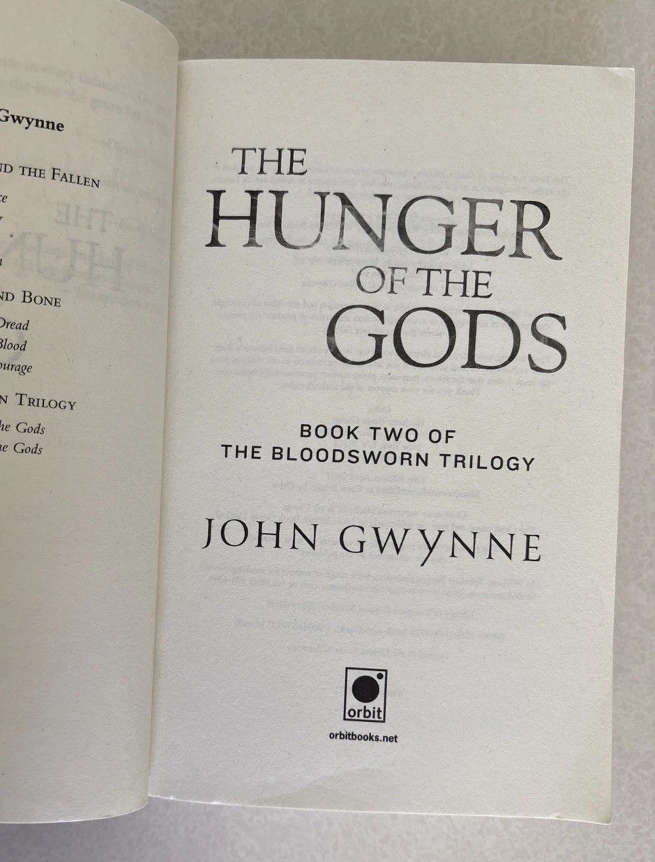 Bloodsworn: Hunger of Gods, Fury of Gods by John Gwynne, Two Trade PBs