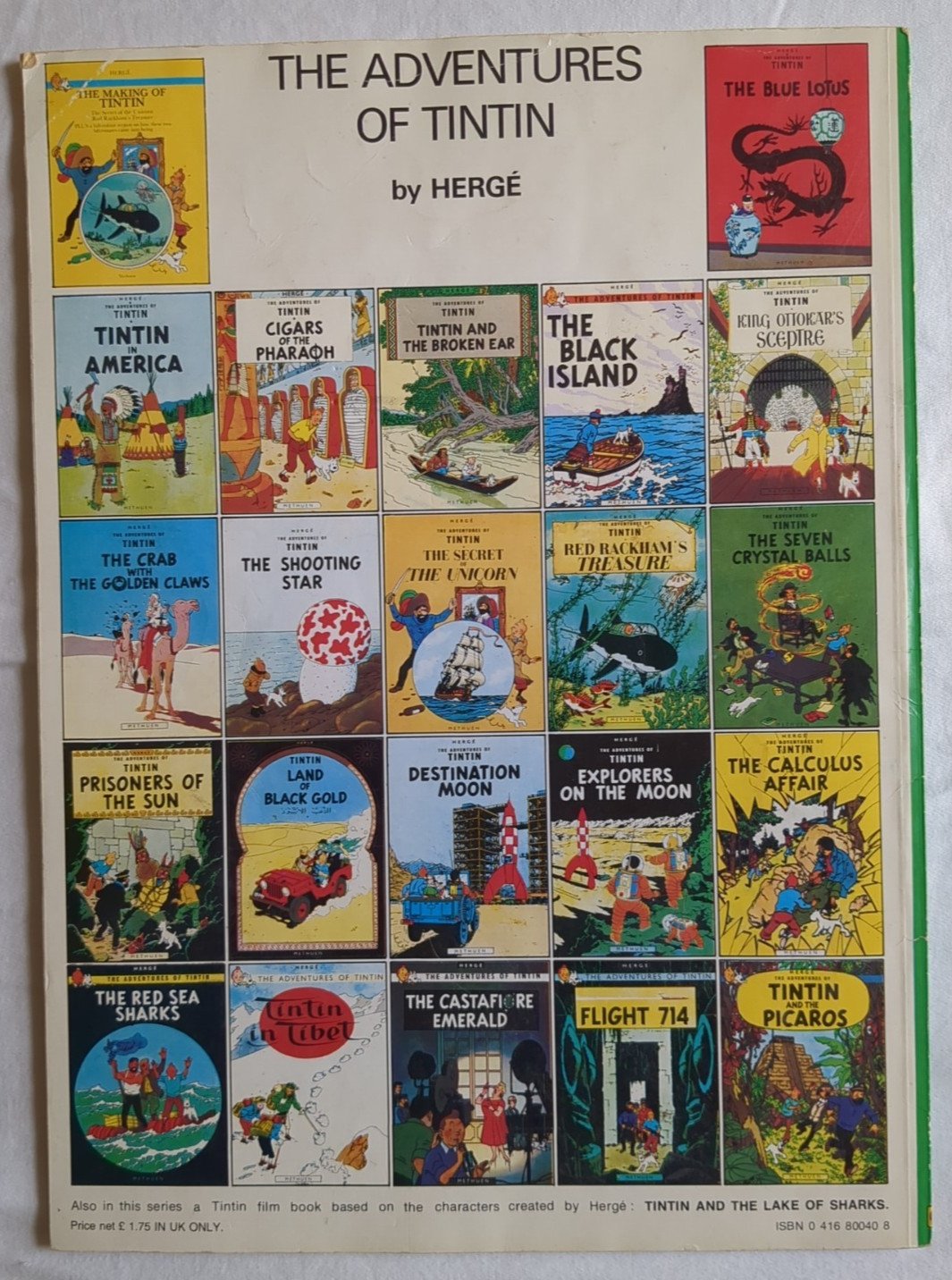 Adventures of Tintin Herge 4 Book – Moon, Black Island, America & Tibet 1968