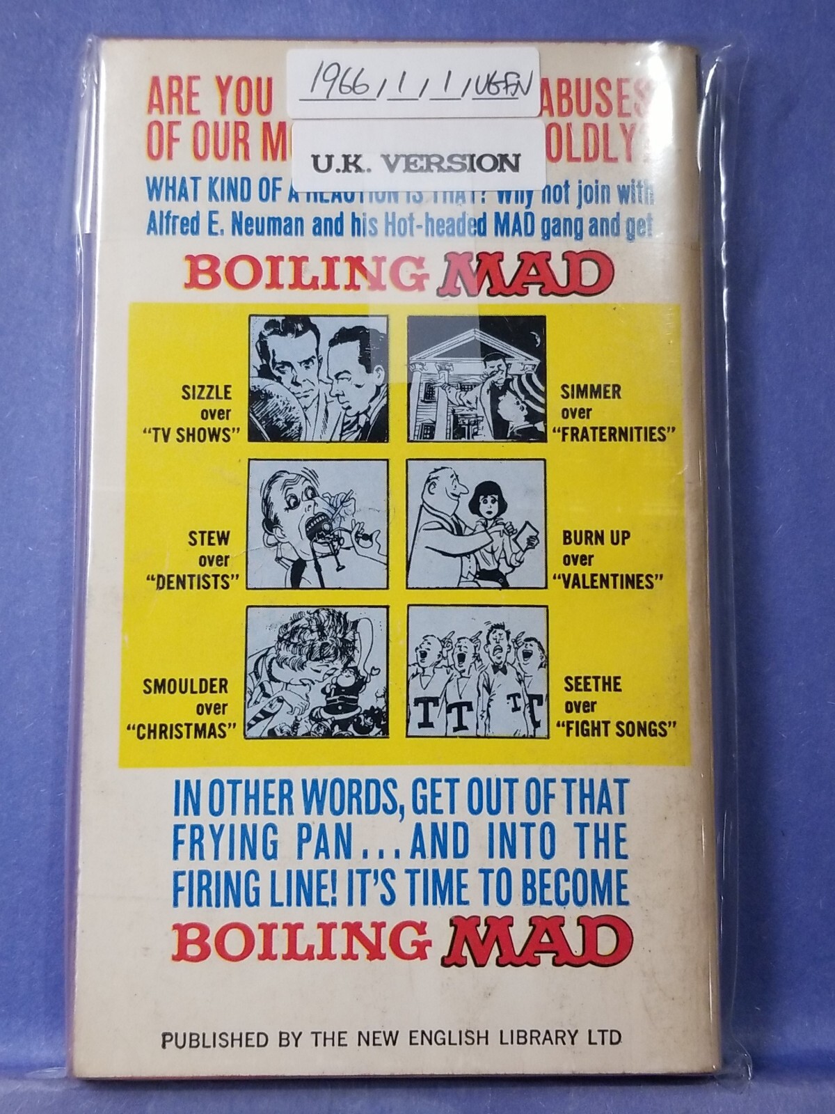 UNITED KINGDOM MAD Magazine Paperback Book: #21 BOILING MAD 1966 1ST VGFN