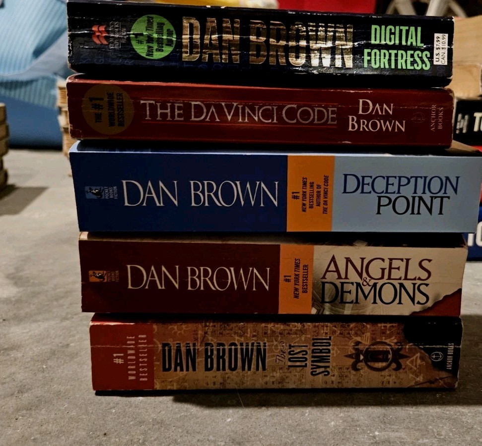 LOT OF 5 Dan Brown Paperback Books Langdon Series Da Vinci Code Thriller (LN-VG)