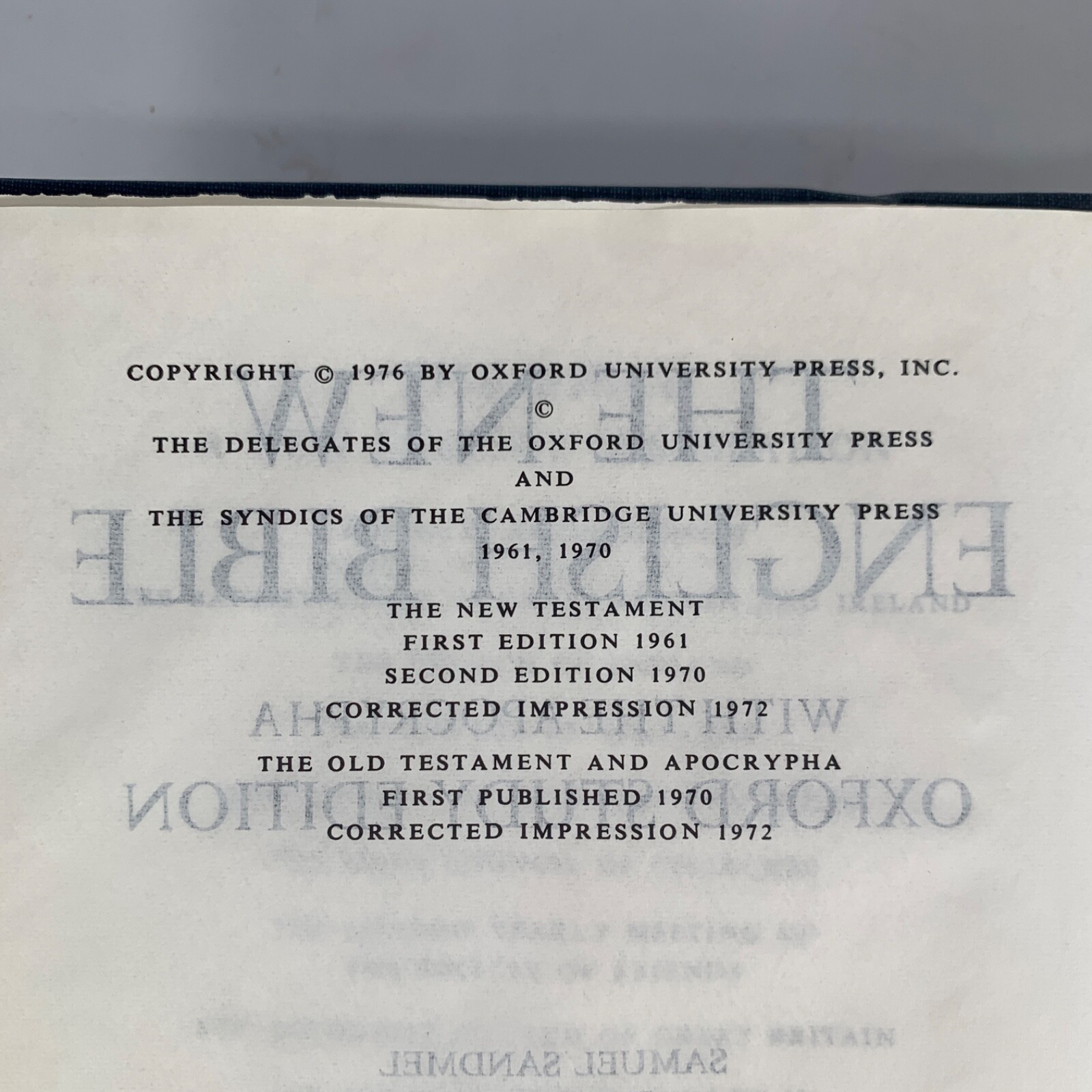 The New English Bible with the Apocrypha Oxford Study Edition 1976