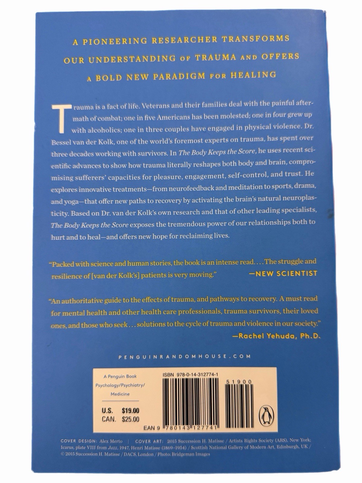 The Body Keeps the Score – Bessel Van Der Kolk, M.D. – 2014 – softcover – 445 p.