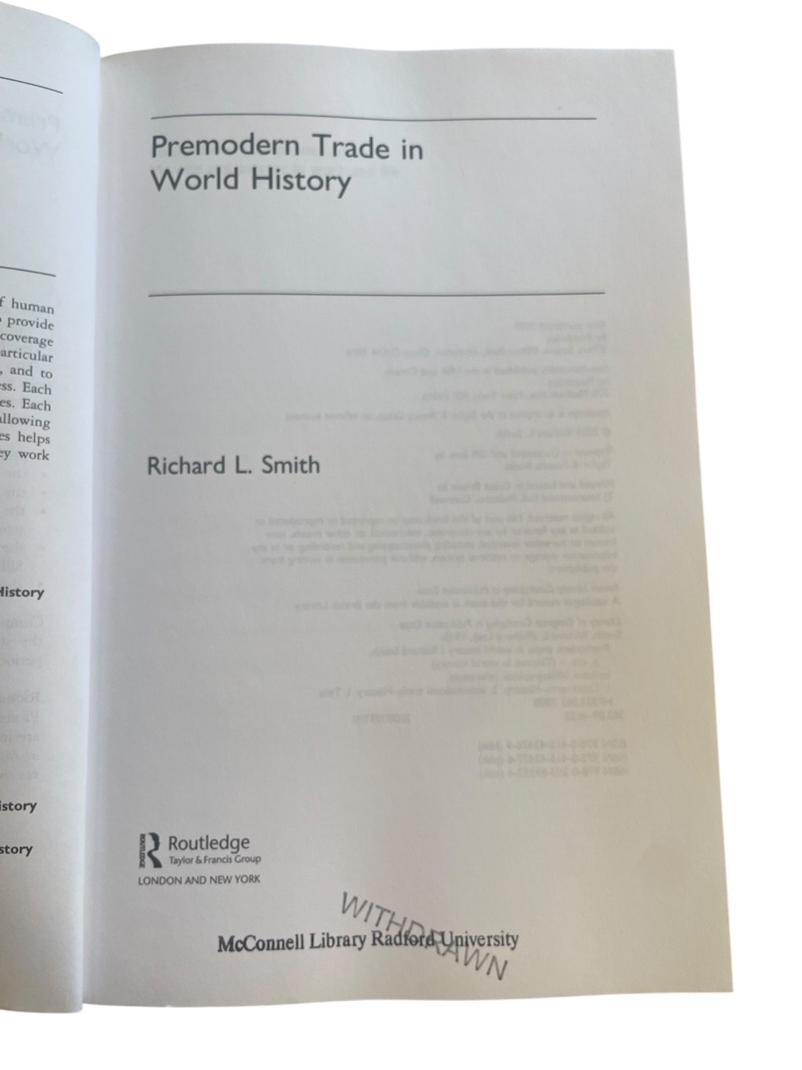 Premodern Trade in World History Richard L. Smith 2009 Routledge History