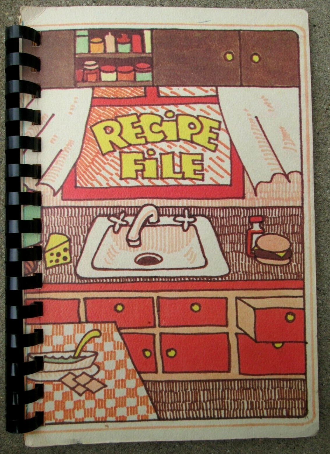 Vintage 1970’s Unbranded Recipe File/ Holder Plastic Spiral Binding EUC