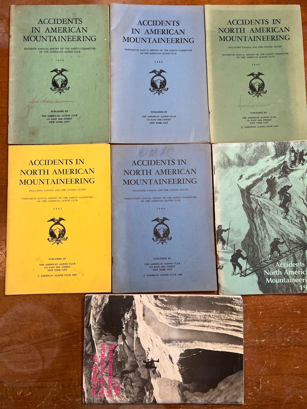 Vintage LOT of 7 Accidents in North American Mountaineering Alpine Club Books