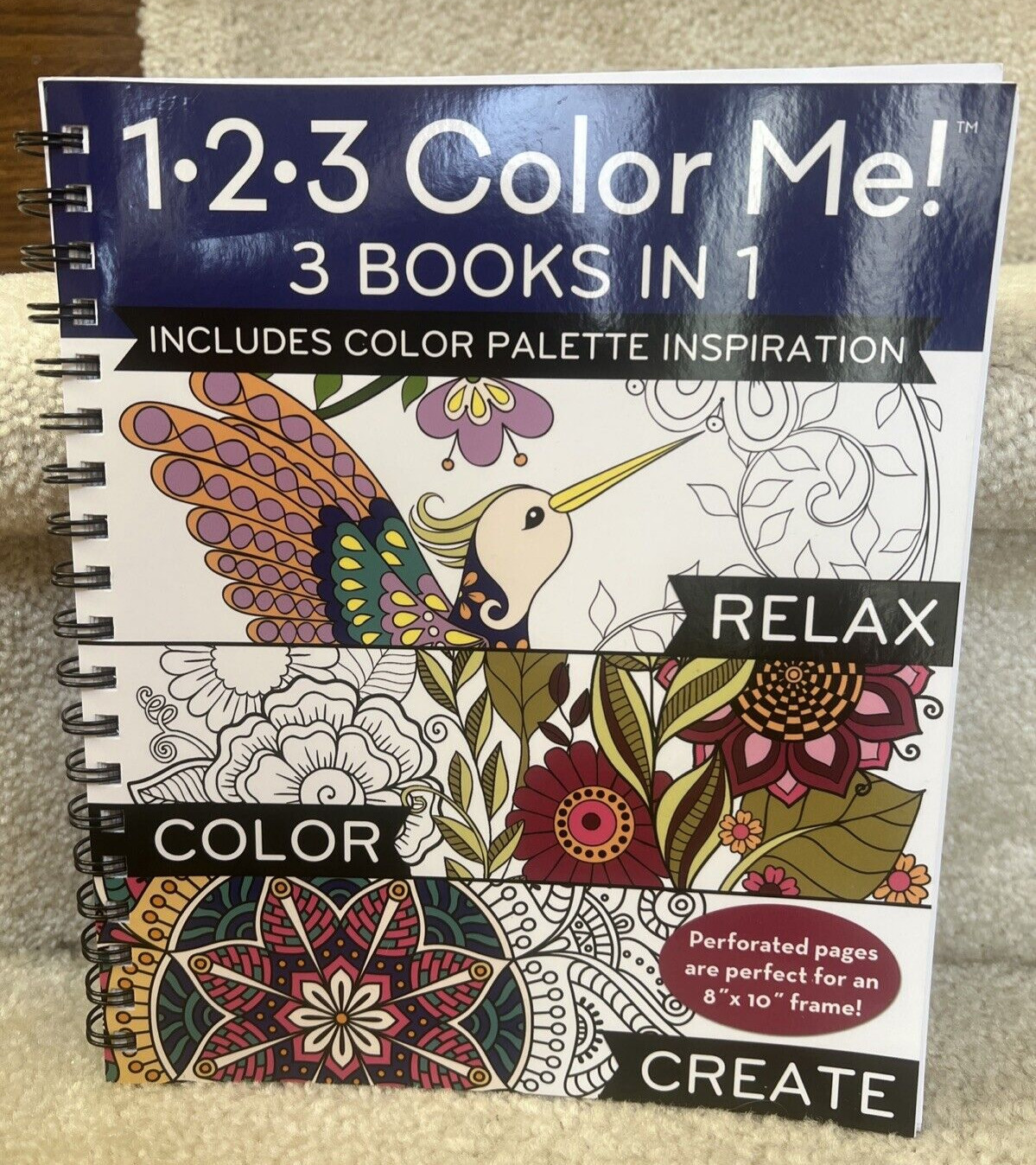 1-2-3 Color Me! – 3 books in 1: Relax, Col- spiral-bound, Seasons, 9781680225273