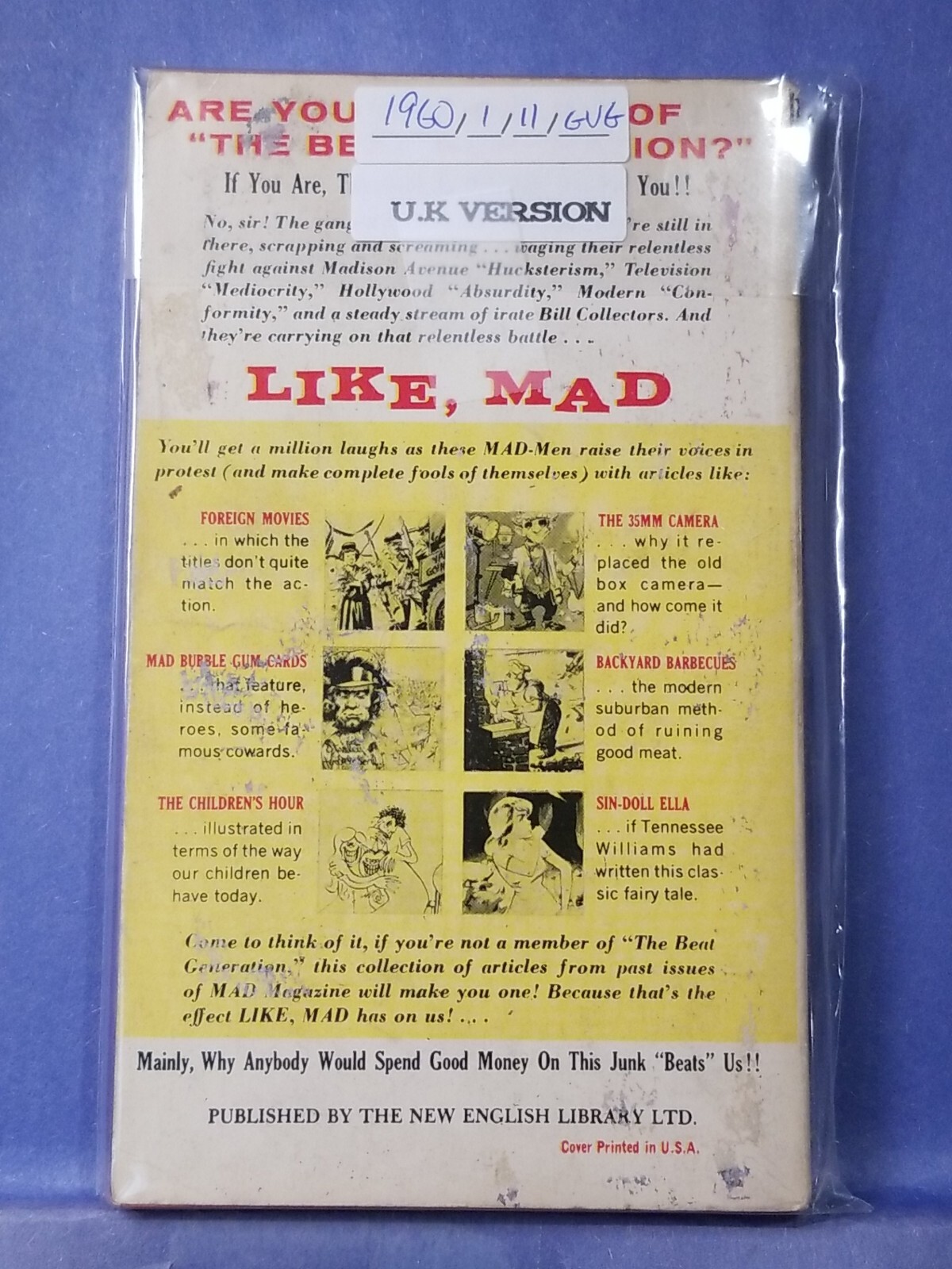 UNITED KINGDOM MAD Magazine Paperback Book: #9 LIKE, MAD 1960 11TH GVG